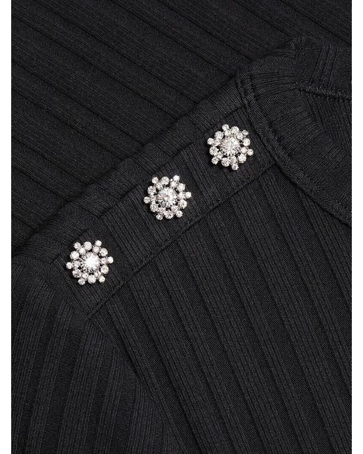 Veronica Beard White Draya Embellished Knit Crop T-Shirt