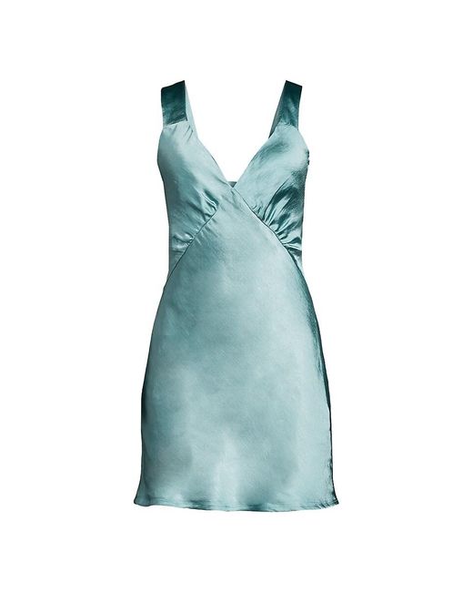 KOURT Blue Jules Satin Mini Slip Dress