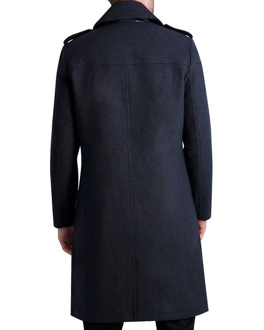 Karl Lagerfeld Blue Double Breasted Trench Coat for men