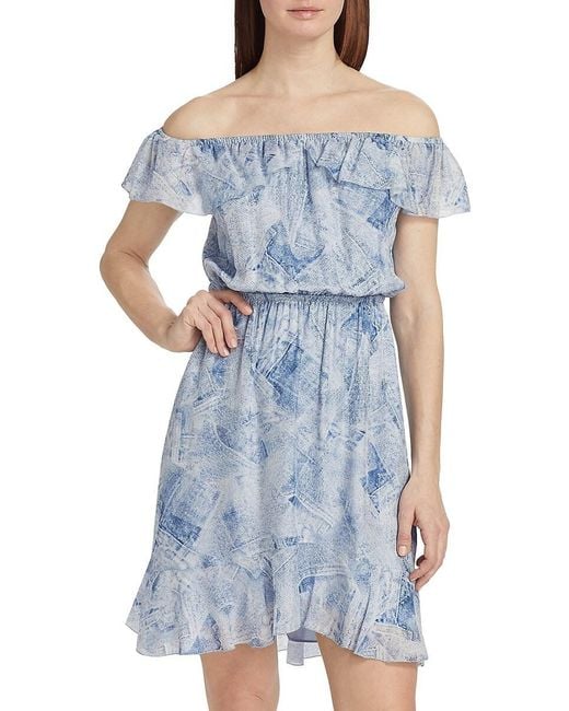 L'Agence Blue 'Agence Leonie Denim-Inspired Silk Minidress