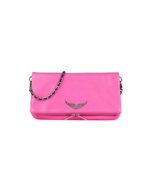 Zadig & Voltaire Women's Rock Gained Leather Shoulder Bag - Neon Pink | Lyst