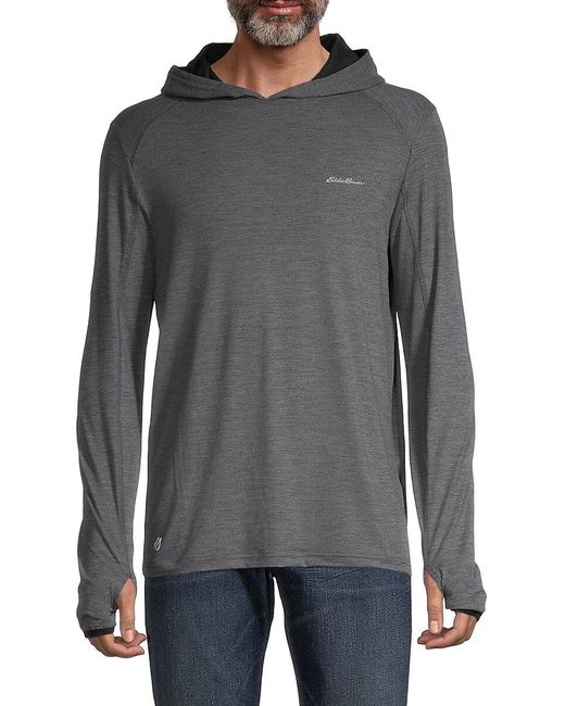 Eddie Bauer Synthetic Solar Foil Heathered Lightweight Hoodie in Black