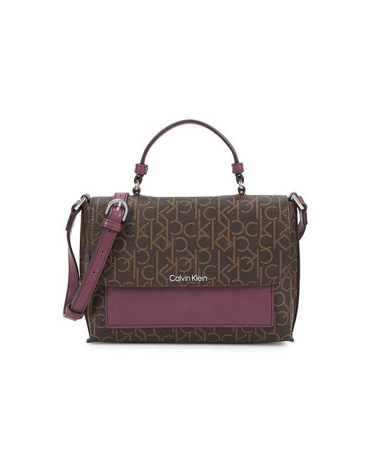 Calvin Klein Brown Odette Monogram Satchel