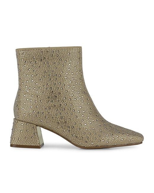 Lady Couture Natural Bravo Rhinestone Block Heel Ankle Boots