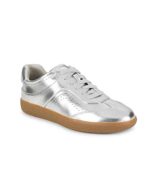 Saks Fifth Avenue White Pl Spunky Metallic Platform Sneakers