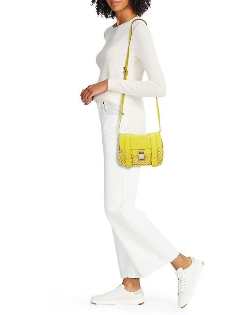 Proenza Schouler Yellow Mini Raffia & Leather Crossbody Bag