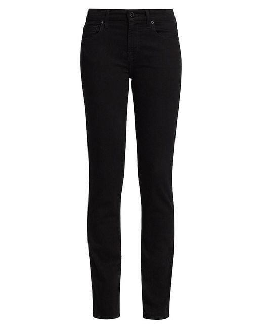 7 For All Mankind Black Kimmie Mid-Rise Straight-Leg Jeans