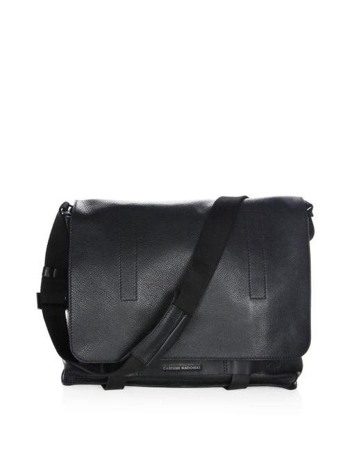 CoSTUME NATIONAL Solid Leather Messenger Bag in Black for Men Lyst