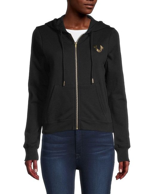 True Religion Buddha Foil Zipfront Hoodie in Black Lyst
