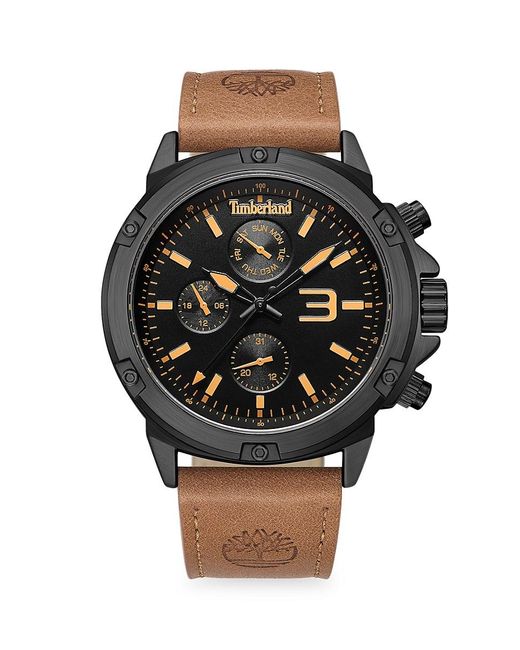 Timberland Dress Sport 46mm Metal & Leather Strap Chronograph Watch in  Black for Men | Lyst Canada
