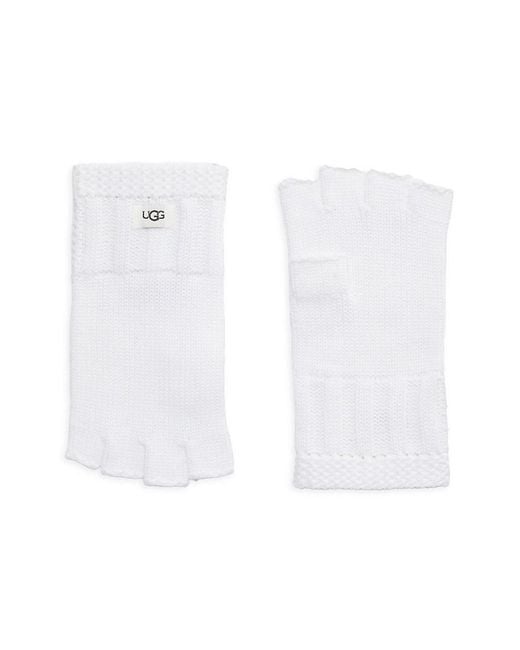 Ugg White Knit Fingerless Gloves