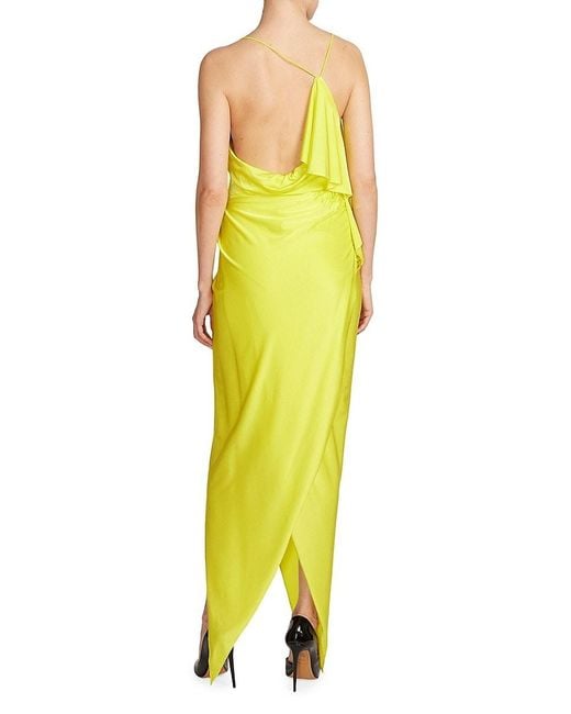 Alexandre Vauthier Yellow Spaghetti-Strap Draped Maxi Dress