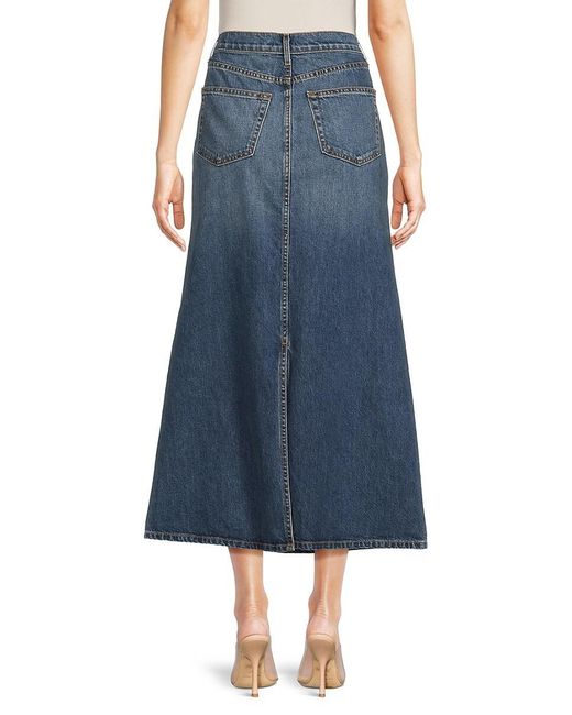 Ramy Brook Blue Jannie Paneled A-line Denim Midi-skirt