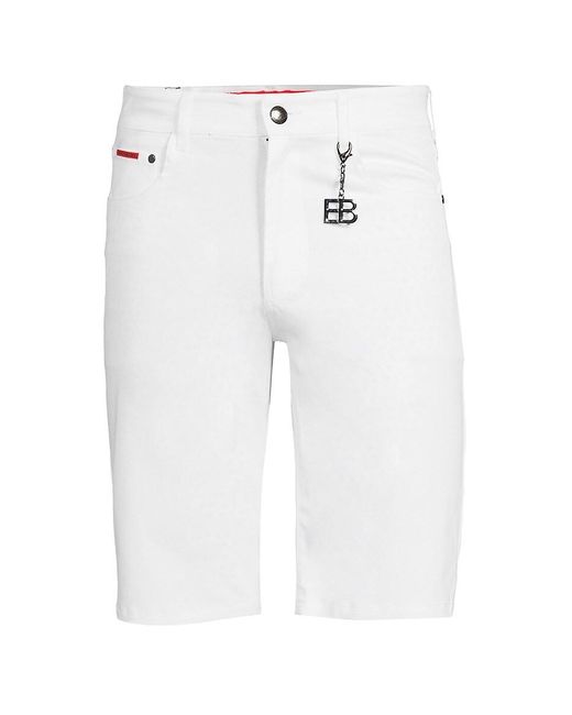 Elie Balleh White Flat Front Twill Shorts for men