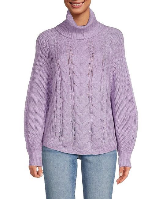 Design History Cable Knit Turtleneck Sweater in Purple Lyst