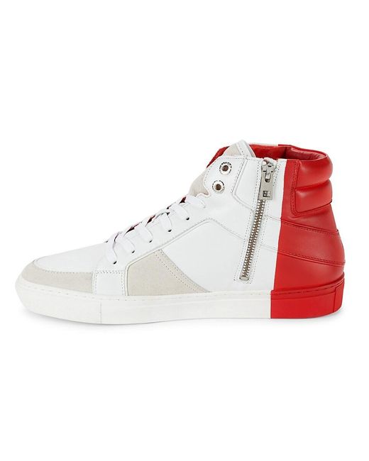 Zadig & Voltaire White Colorblock Leather & Suede Sneakers for men