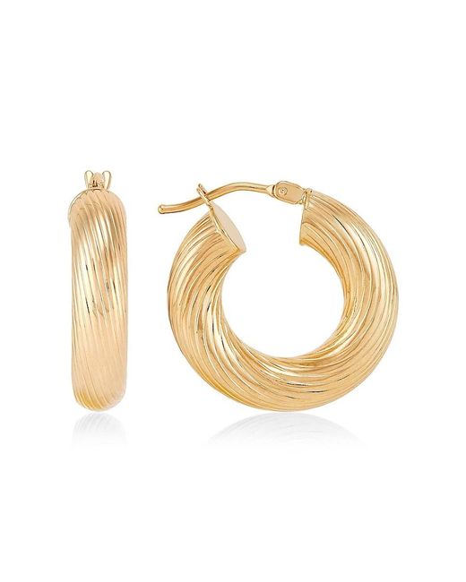 Saks Fifth Avenue White 14K Polished Texture Round Hoop Earrings