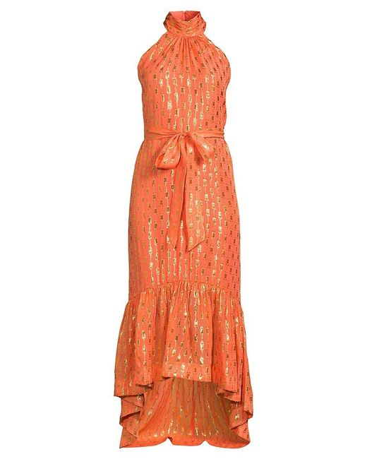 Ramy Brook Orange Kenza Silk Blend Midi Dress