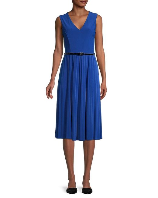 Tommy Hilfiger Blue Pleated Fit-&-flare Dress