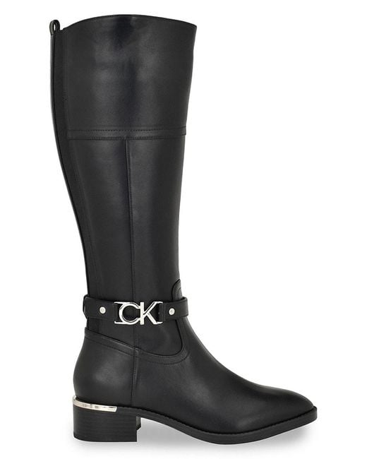 Calvin Klein Black Daphny 40Mm Logo Knee-High Boots