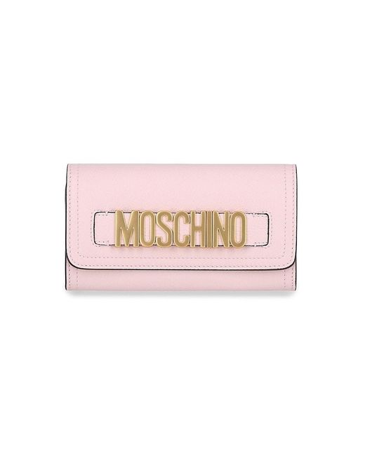 Moschino Pink Logo Leather Continental Wallet