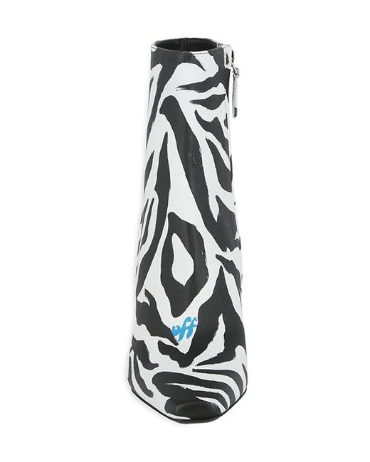 Off-White c/o Virgil Abloh Black High Allen 100Mm Zebra Print Leather Booties