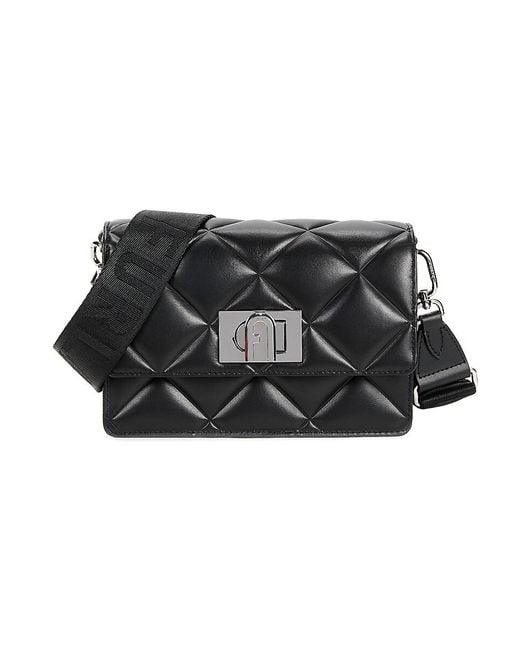 Furla Black Quilted Leather Crossbody Bag