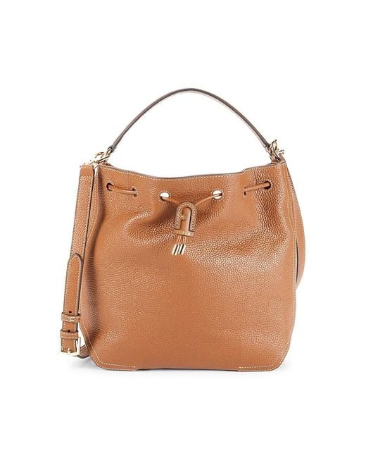 Furla Leather Crossbody Bucket Bag in Cognac (Brown) Lyst