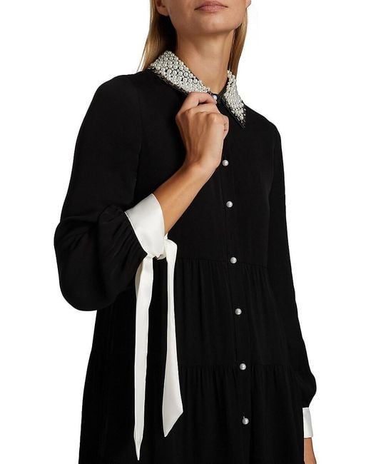 Alice + Olivia Black Meeko Embellished Minidress