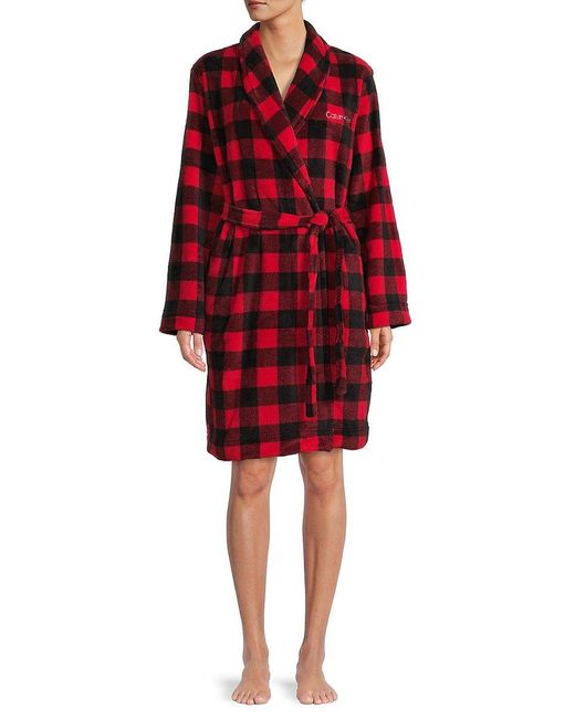 Calvin Klein Fluffy Robe in Red Lyst