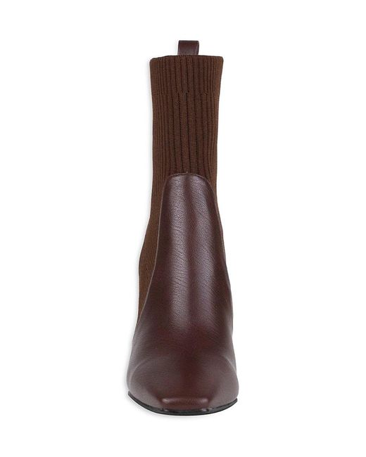 Ninety Union Brown Lexi 75Mm Knit & Napa Bootie