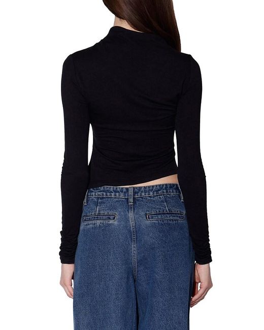 Walter Baker Blue Celia Rib-Knit Shirred Top