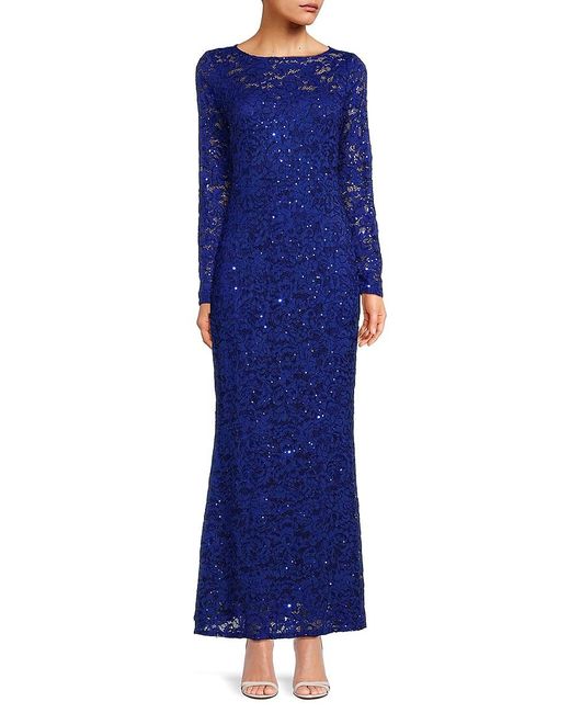 Marina Sequin Lace Dress in Blue Lyst UK