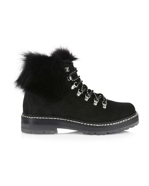 Montelliana 1965 Clara Suede Fur-trimmed Hiking Boots in Black | Lyst