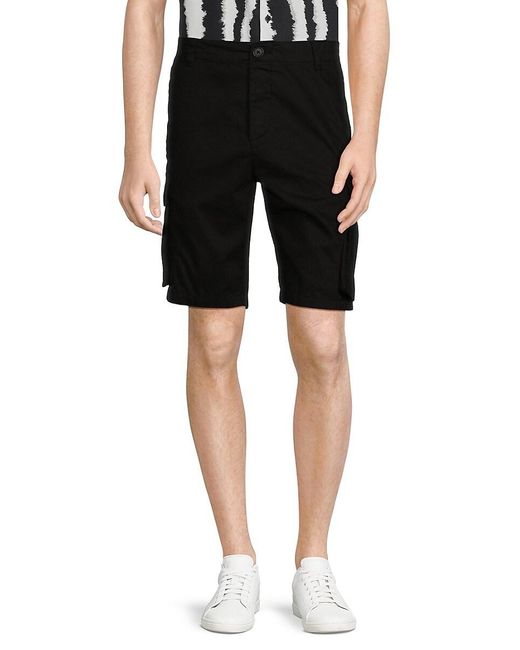 French Connection Black Solid Cargo Shorts for men