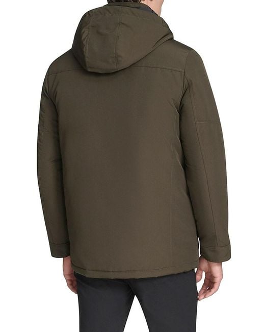 Kenneth Cole Black Oxford Weave Regular Fit Parka for men