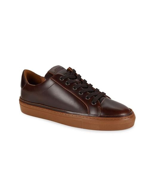 Allen Edmonds Brown Flynn Leather Low Top Sneakers for men