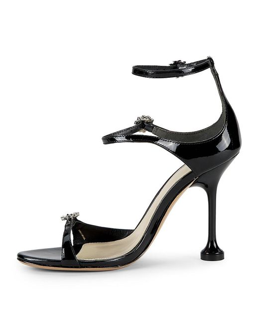 Alexandre Birman Black Anastasia 105Mm Rhinestone-Trim Leather Platform Sandals