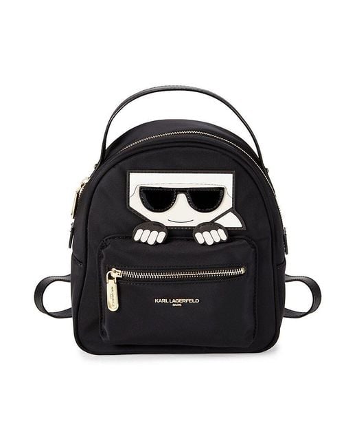 Karl Lagerfeld Black Small Amour Striped Backpack