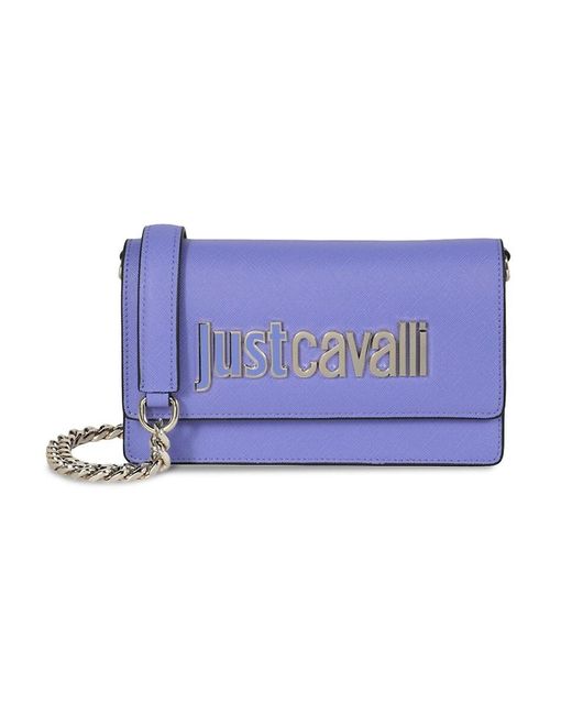 Just Cavalli Blue Plaque Logo Crossbody Bag