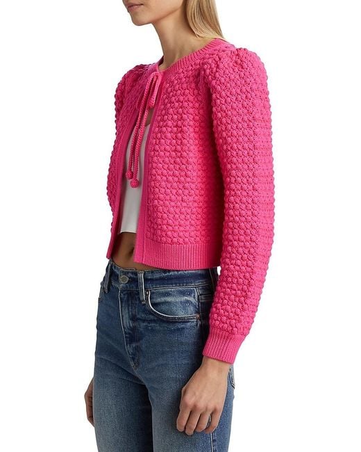 Alice + Olivia Red Kitty Popcorn Cardigan