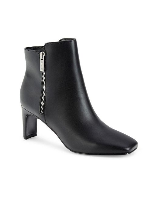 Calvin Klein Kccoli Square Toe Leather Ankle Boots in Brown | Lyst