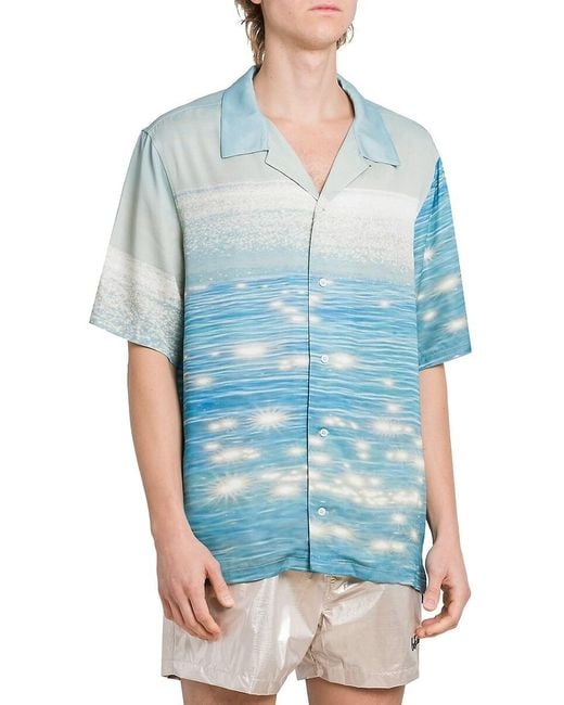 BLUE SKY INN Blue Ocean Satin Camp Shirt for men