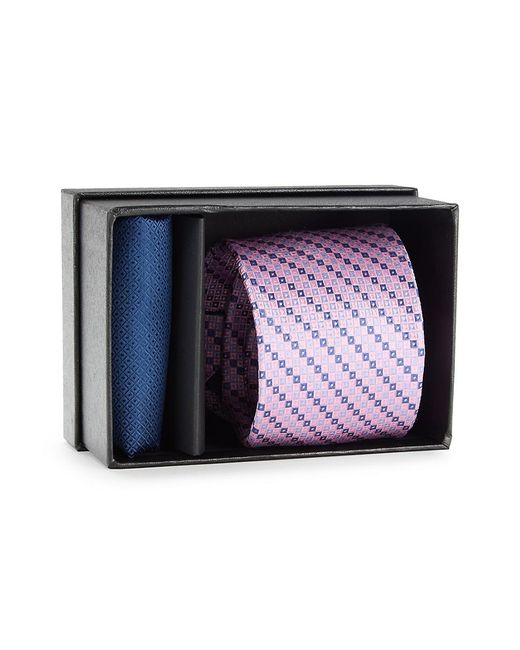 Saks Fifth Avenue Blue 2-Piece Silk Tie & Pocket Square Set for men
