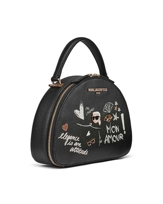 Karl Lagerfeld Black Bellamy Printed Crossbody Bag