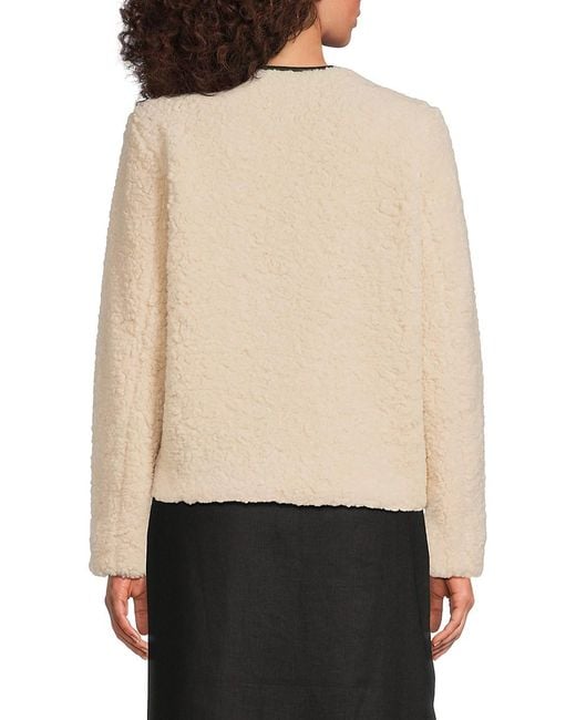 Saks Fifth Avenue Black Faux-Shearling Contrast-Trim Jacket
