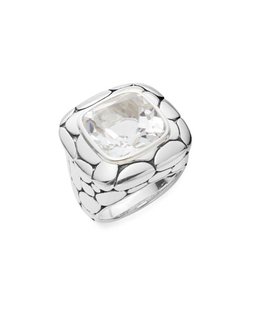 John Hardy Kali White Topaz & Sterling Silver Large Lava Square Ring in  Metallic | Lyst