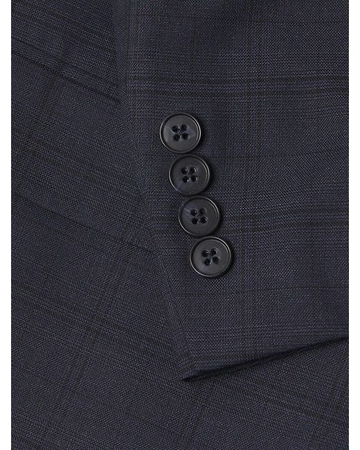 DKNY Black Windowpane One-Button Slim-Fit Suit for men