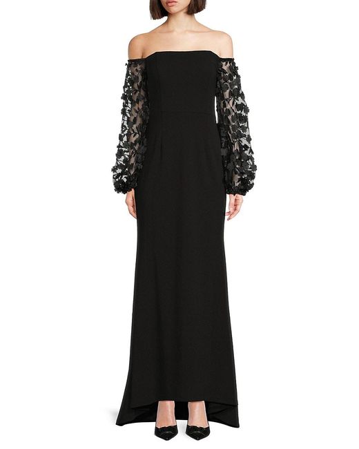 Eliza J Black Off-The-Shoulder Gown