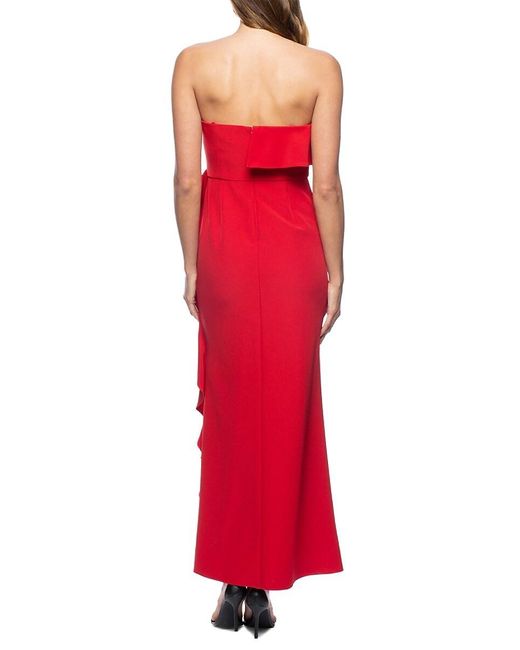Marina Red Ruffle Slit Maxi Dress